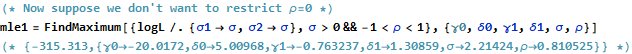 Maximum likelihood estimates including rho